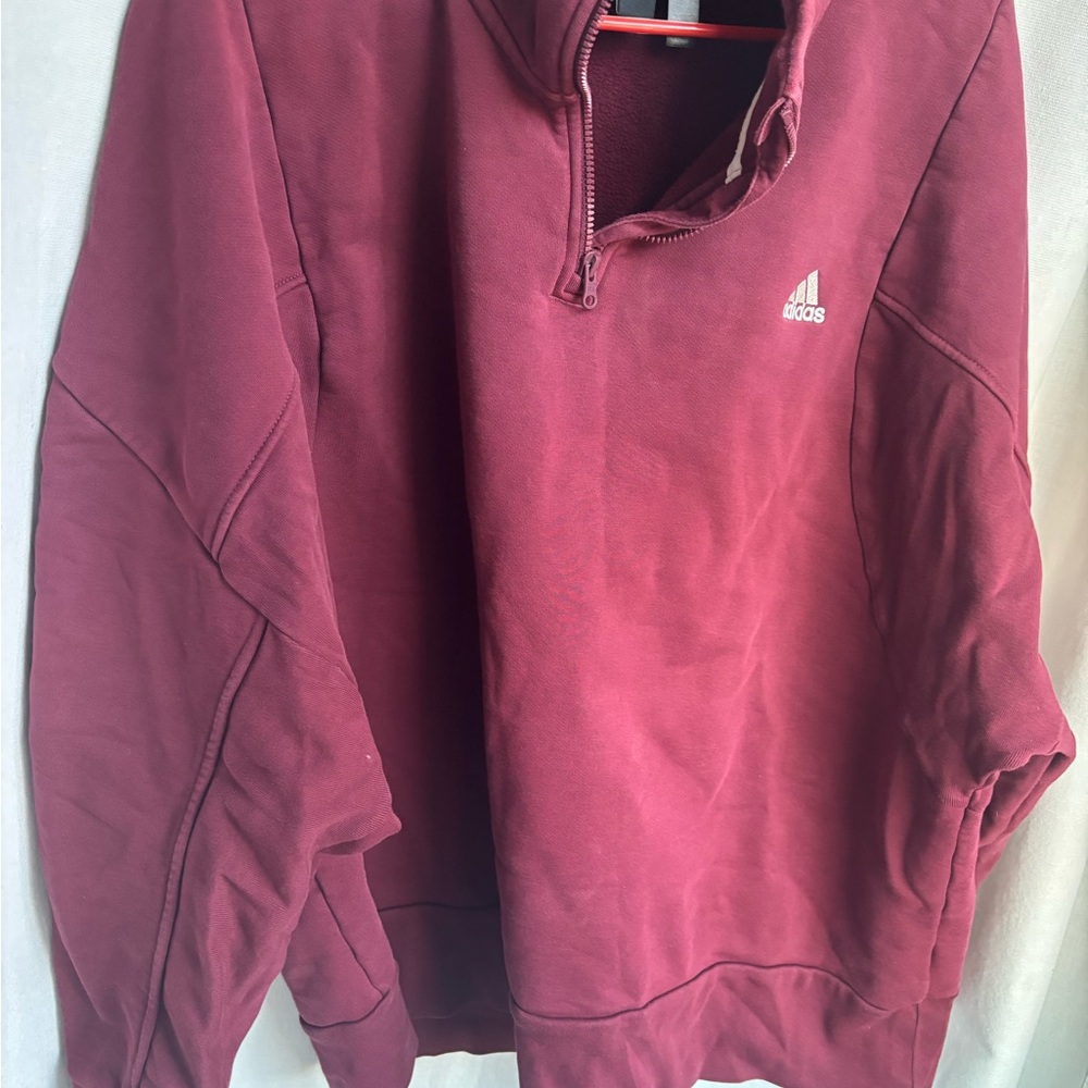Adidas Men's Maroon Quarter Zip Sweater